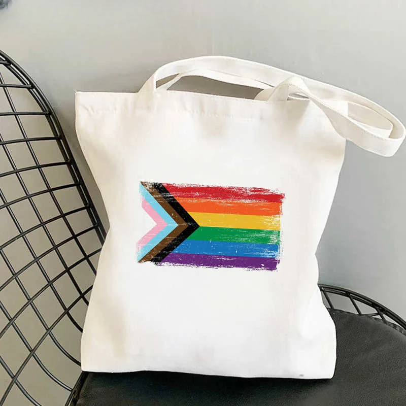 Tote Bag Lgbt Pride Rainbow Shopping Bag Eco Shopping Tote Bolsa Canvas Grocery Bag Reciclaje Woven Sac Cabas Custom