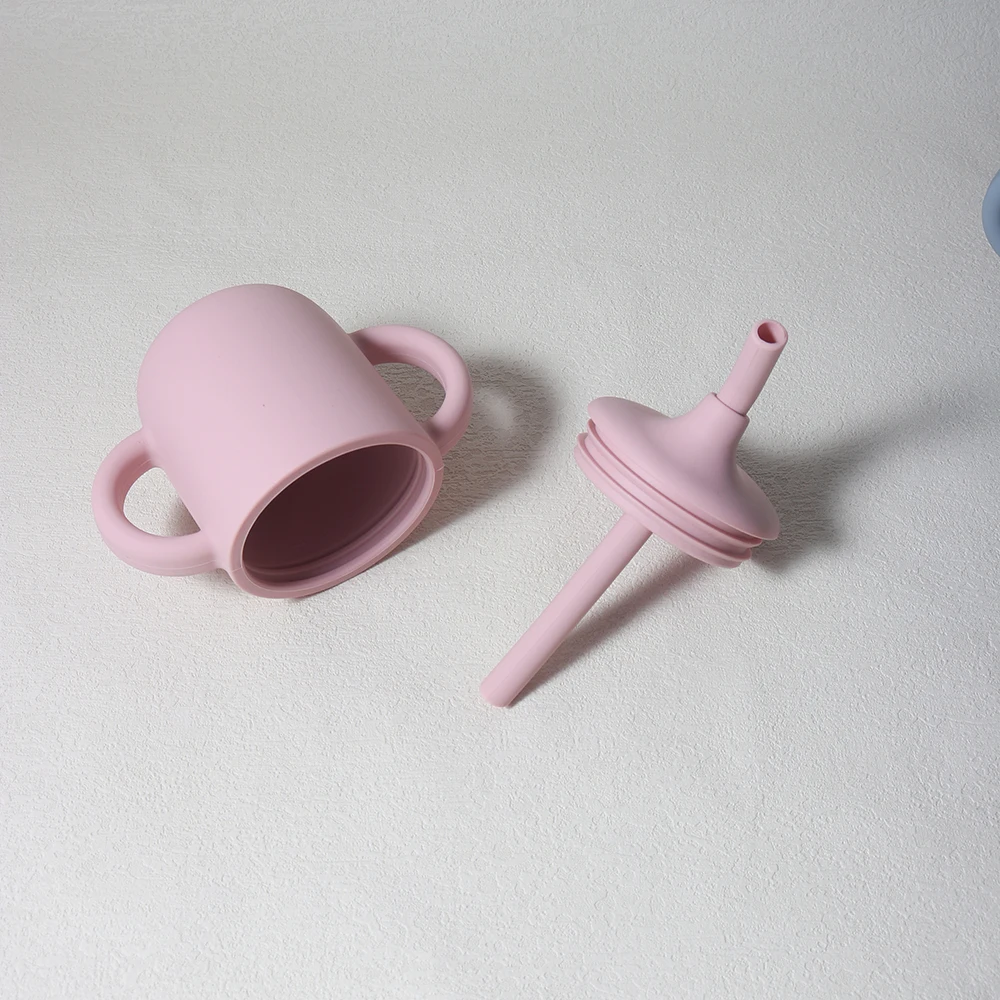 New solid 180ML Baby Silicone Sippy straw Cup BPA-Free Portable Feeding Cup  Leakproof training cup 6