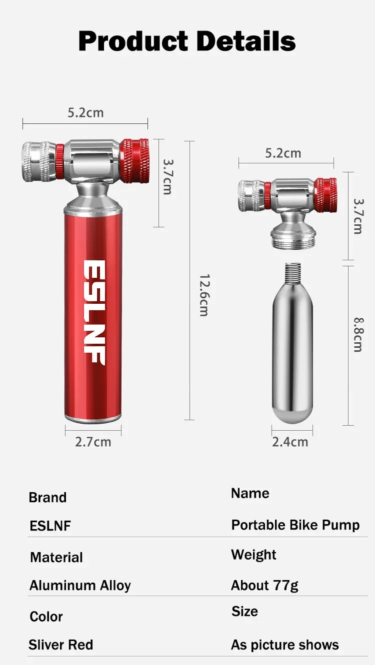 Schnelle CO2 Luftpumpe Tragbare Aluminium Legierung Straße Fahrrad Reifen Inflator Einstellbare MTB Reifen Pumpe Fahrrad Zubehör – Detail 13
