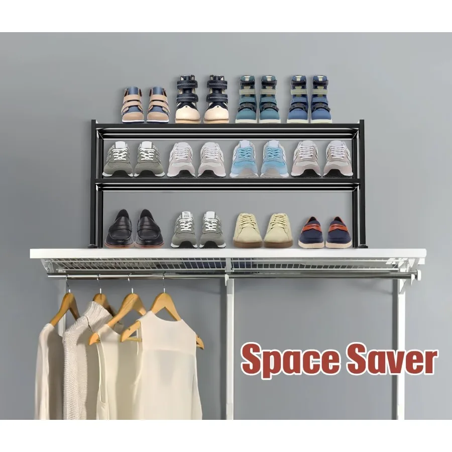 Heavy Duty Shoe Rack for Closet Entryway Stackable Shoe Organizer for Small Space Metal Shoe Rack Shelf Storage for Bedroom Flo