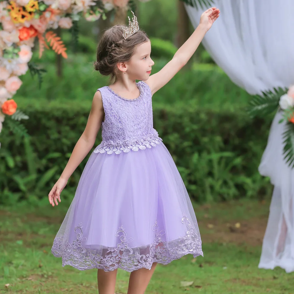 Lovely Lace Appliques Flower Girl Dresses Kids Evening Gowns for Wedding First Communion Dresses 2-10Yrs Flower Girl Dresses,Floral Appliqu&eacute; Dress