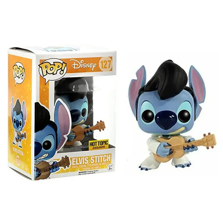Funko Pop Disney Hot Topic Elvis Stitch 127 # Vinyl Action Figures Collection Model Toys For Children Birthday Gift