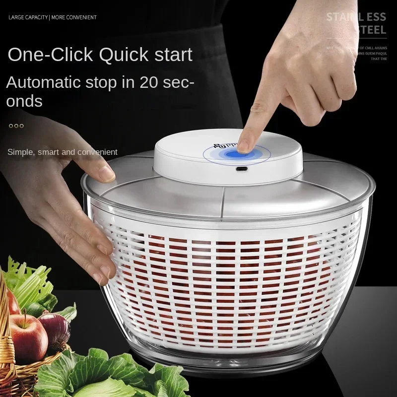 Wet Dehydrator Fruit Dryer Home And Gadget Vegetable Separation Electric Spinner Draining Dry Salad Quick Cleaning