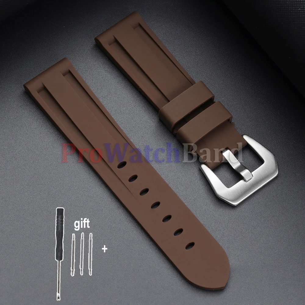 Stitched Sports Silicone Watch Band in Blue and Yellow - Soft Rubber Strap