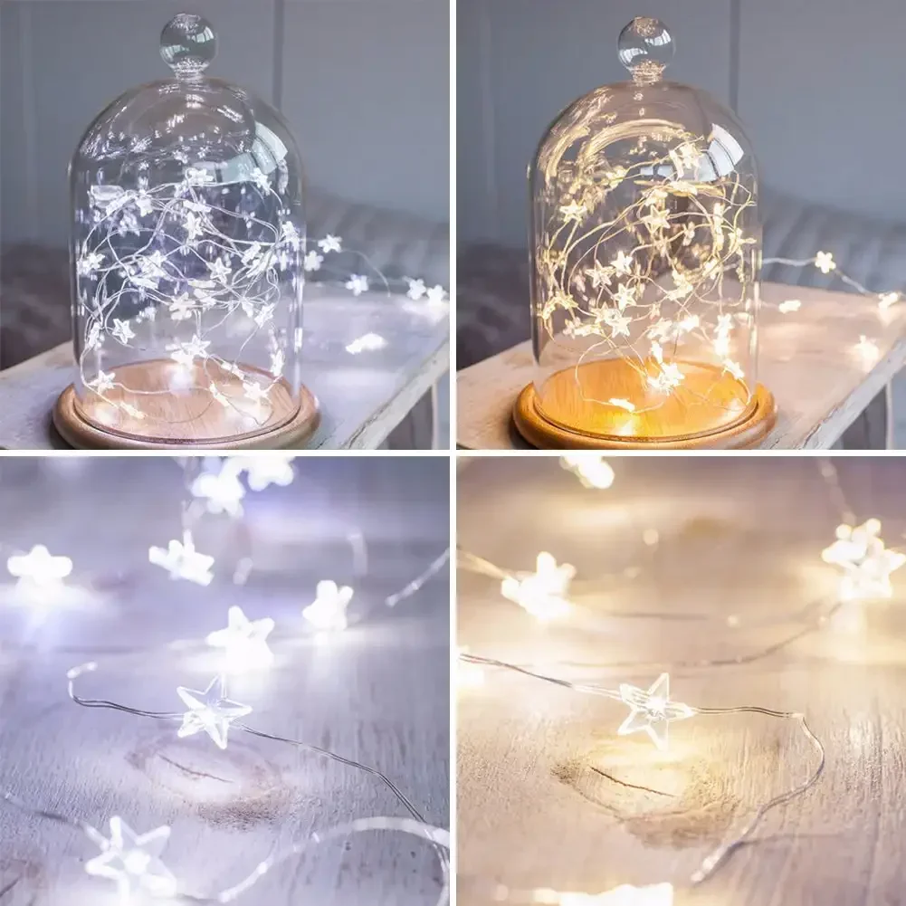 Star Copper LED Fairy Lights - USB/Battery Operated Decorative String for Home and Holiday Ambiance