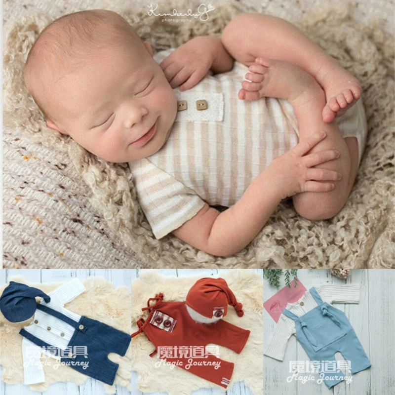 Dvotinst Newborn Photography Props for Baby Boys Outfits Hat Set Fotografia Photoshoot Accessories Studio Shooting Photo Props