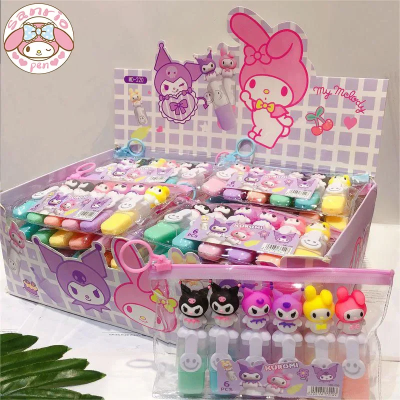 

36 Pcs Marker Highlighter Sanrio Cartoon Kuromi Marker Student Stationery Creative Modeling Graffiti Handheld Pen Key Wholesale