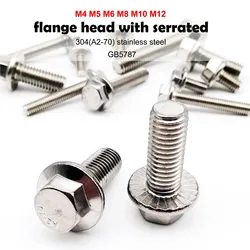 304 Stainless Steel Hexagon Head Serrated Flange Bolt - M12x60mm 1pc