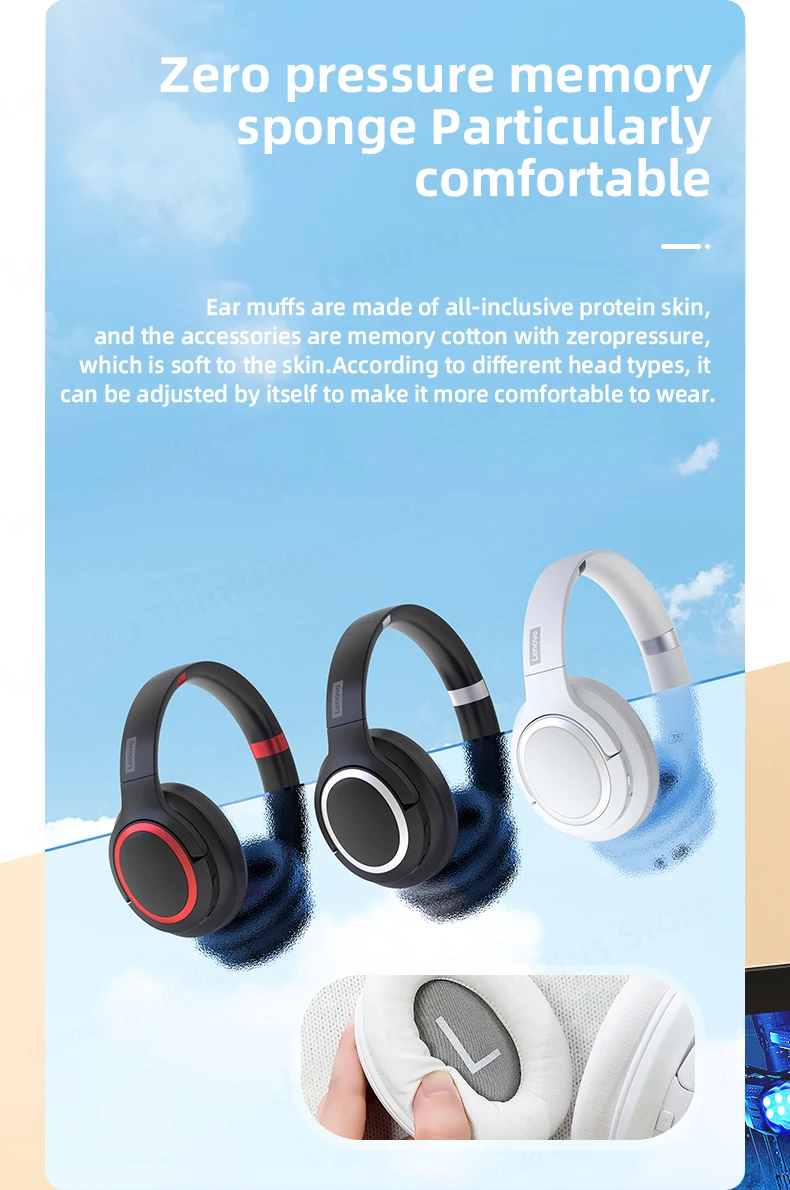 Casque Bluetooth stéréo sans fil Lenovo TH40