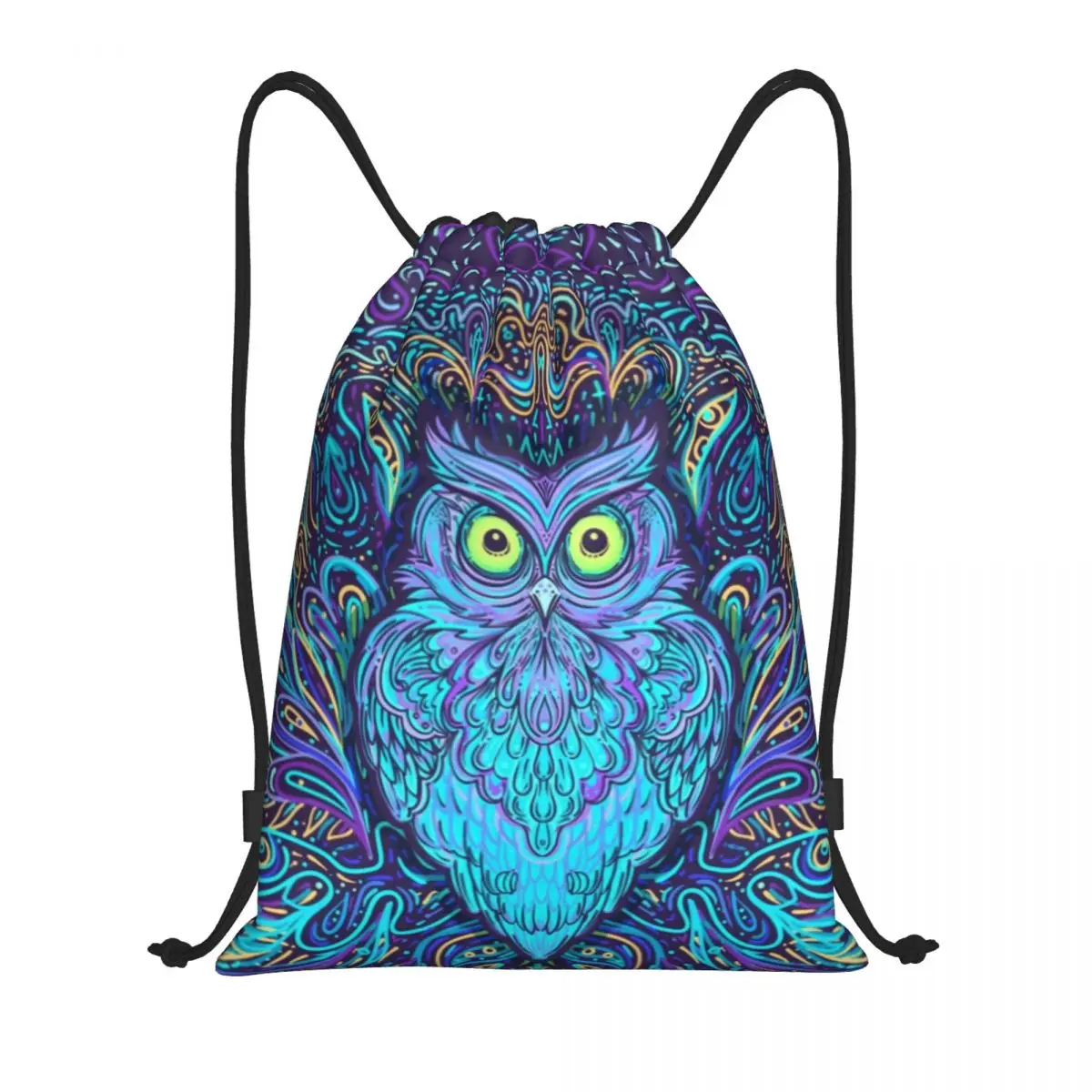 

Owl Mandala Drawstring Bag Women Men Foldable Sports Gym Sackpack Animal Training Storage Backpacks