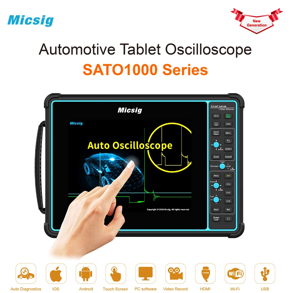 Automotive Oscilloscope SATO1004 Handheld Portable Lgnition Tablet