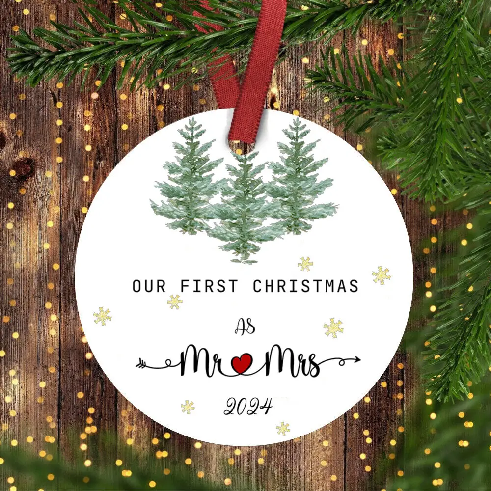 Christmas Decorations Wedding Gifts for Couple Our First Christmas Married Ornament First Christmas As Mr and Mrs Married Ornament