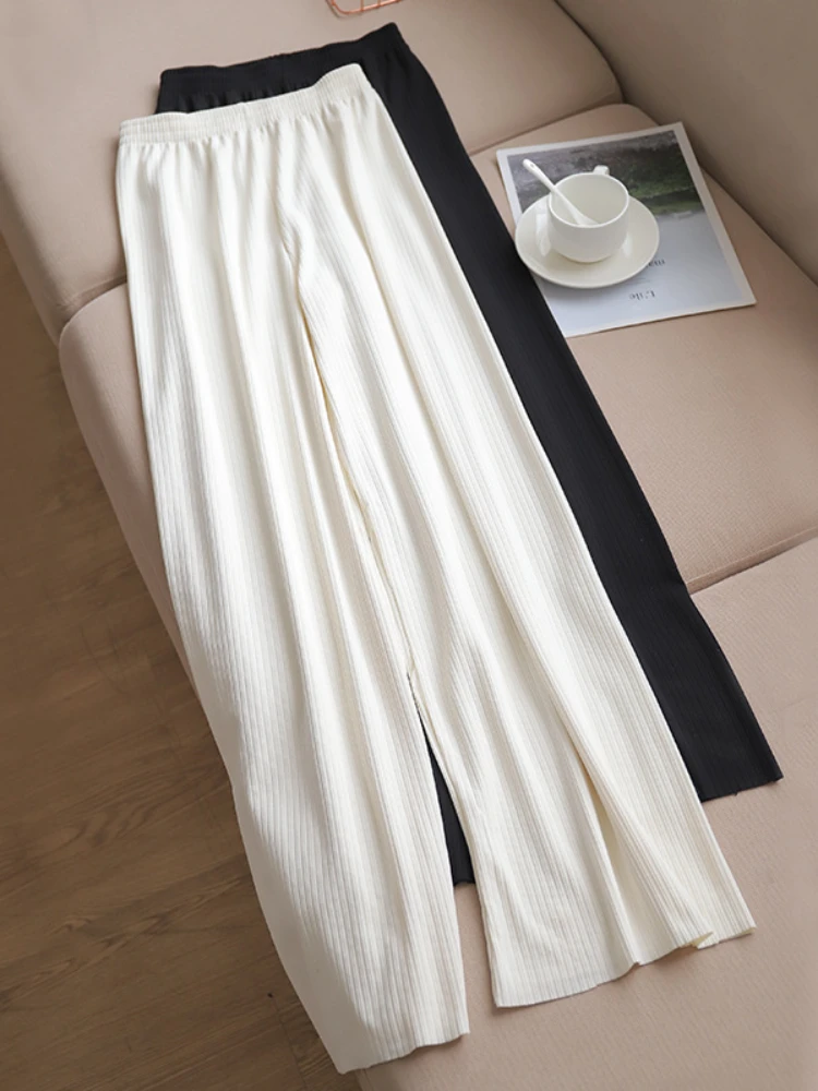 Ice Silk Wide Leg Pants Women Wide Leg Pants 2022 Spring and Autumn Female  Ice Silk Light Wide Leg Trousers Solid Color High - AliExpress