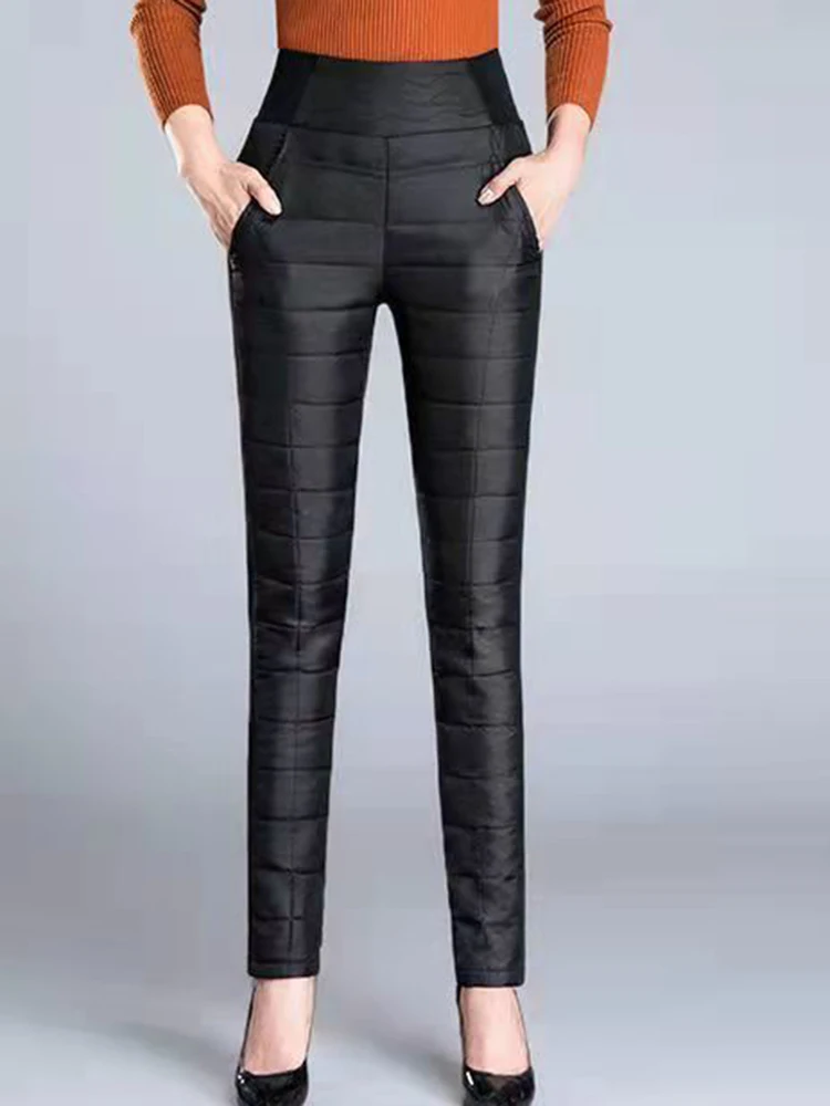 Thick Warm Side Elastic Down Cotton Harem Pants Thicken Snow Wear Windproof Spodnie Waterproof High Waist Jogger Sweatpants
