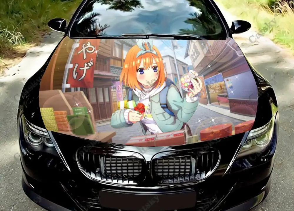 

Nakano Yotsuba Anime Girl Car Hood Vinyl Sticker Wrap Film Engine Cover Decal Sticker Universal Size Car Side Hood Protect Film
