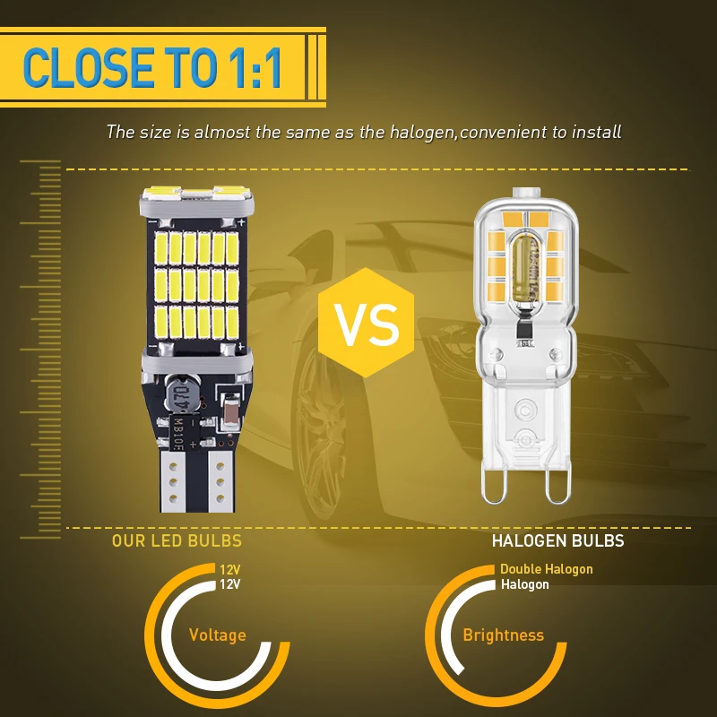 LED Car Lights 10pcs T15 Super Bright Reverse Light-45 SMD 4014 CanBus Compatible 12V Multi-Color