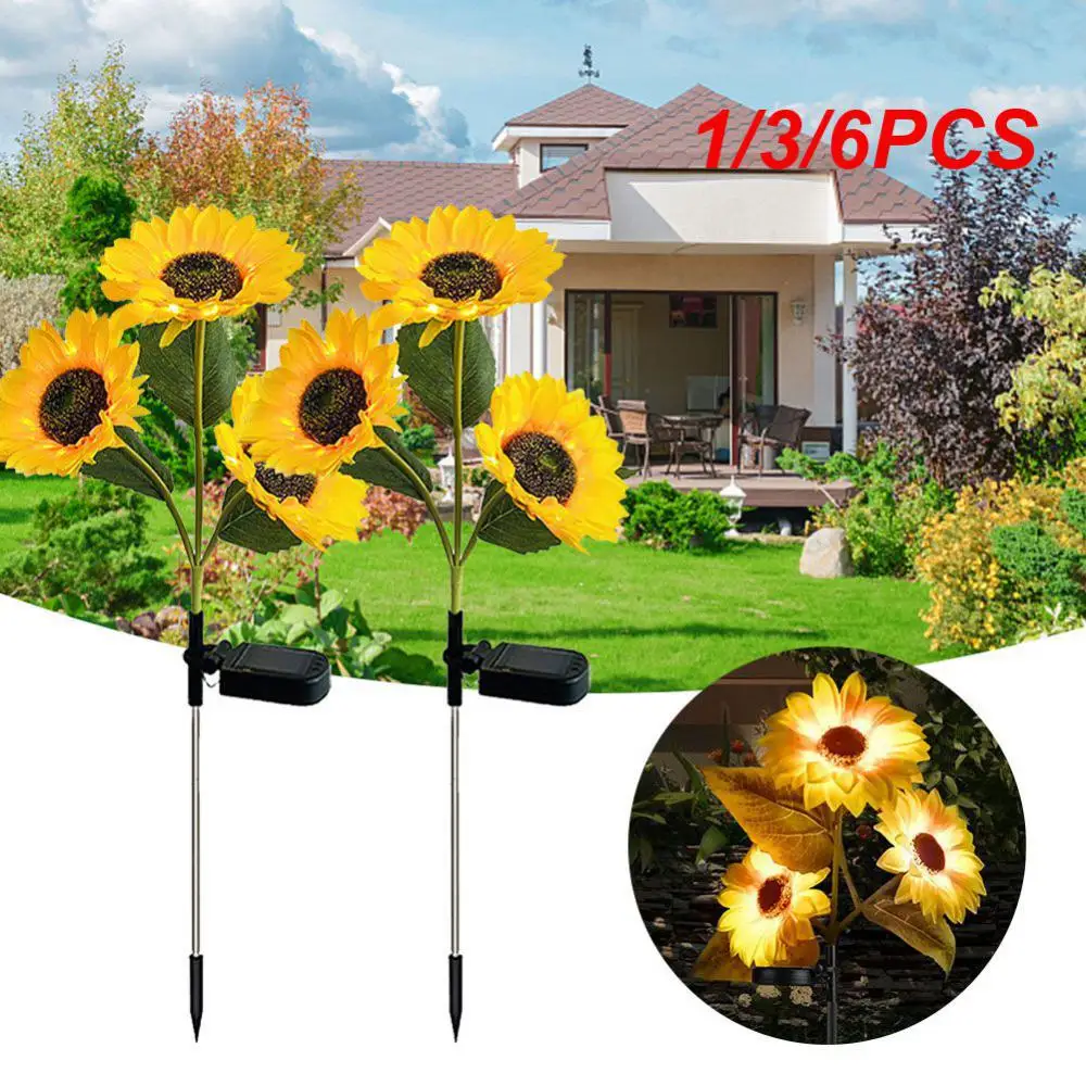 

1/3/6PCS 1-Sunflower Solar Lights Garden Outdoor Solar Led Lights Waterproof LED Solar Lamp For Garden Decoration Lawn Pathway