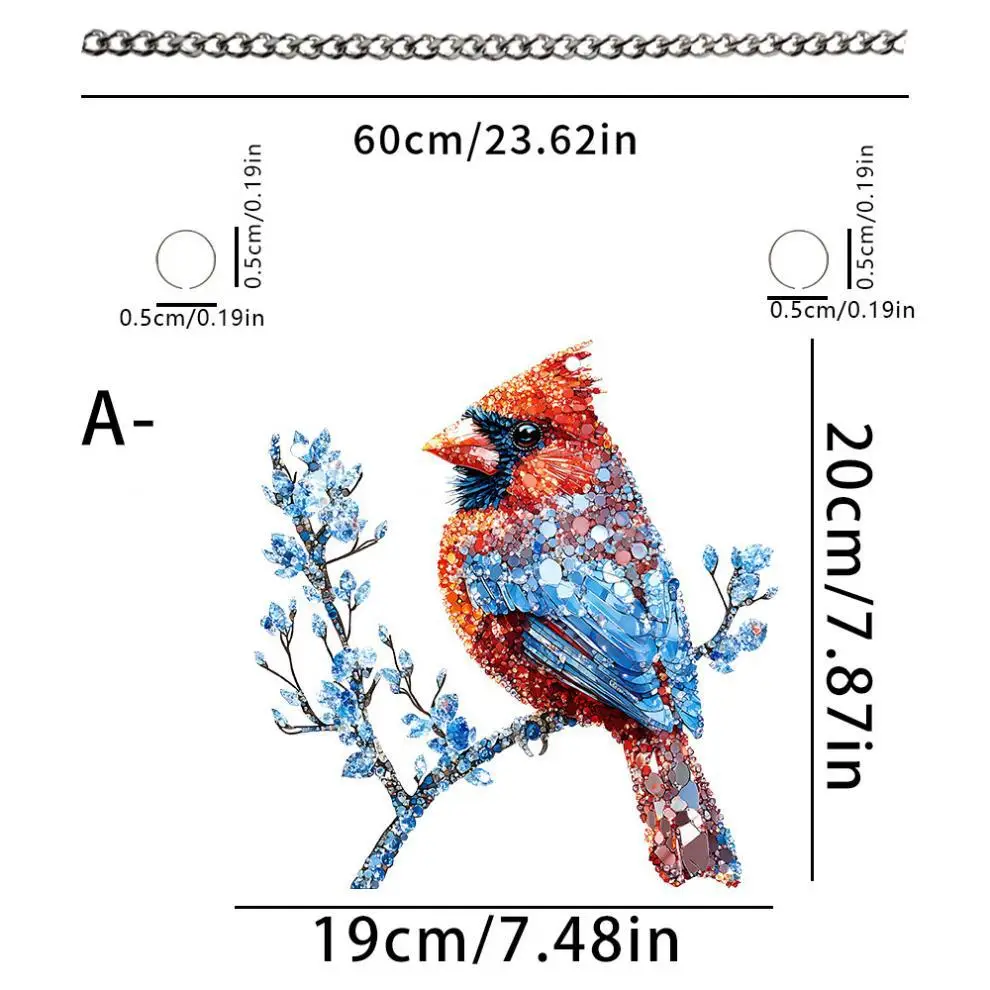 Blue Hummingbird Suncatcher 2D Acrylic Bird Wind Chime with Chain Hanging Pendant for Home & Garden Door Decoration 6