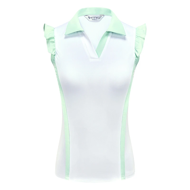 New Women's Golf Sleeveless T-shirt Ruffle Fly Sleeve Golf Sports Shirt Breathable Quick Drying Slim Tops Casual Sportswear