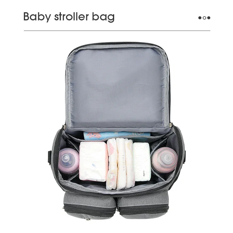 Diaper Bags Baby Walking Stroller Bag Multi-Functional Water-Repellent Moisture-Proof Bottle Storage Bag Cart Hanging Backpack 3