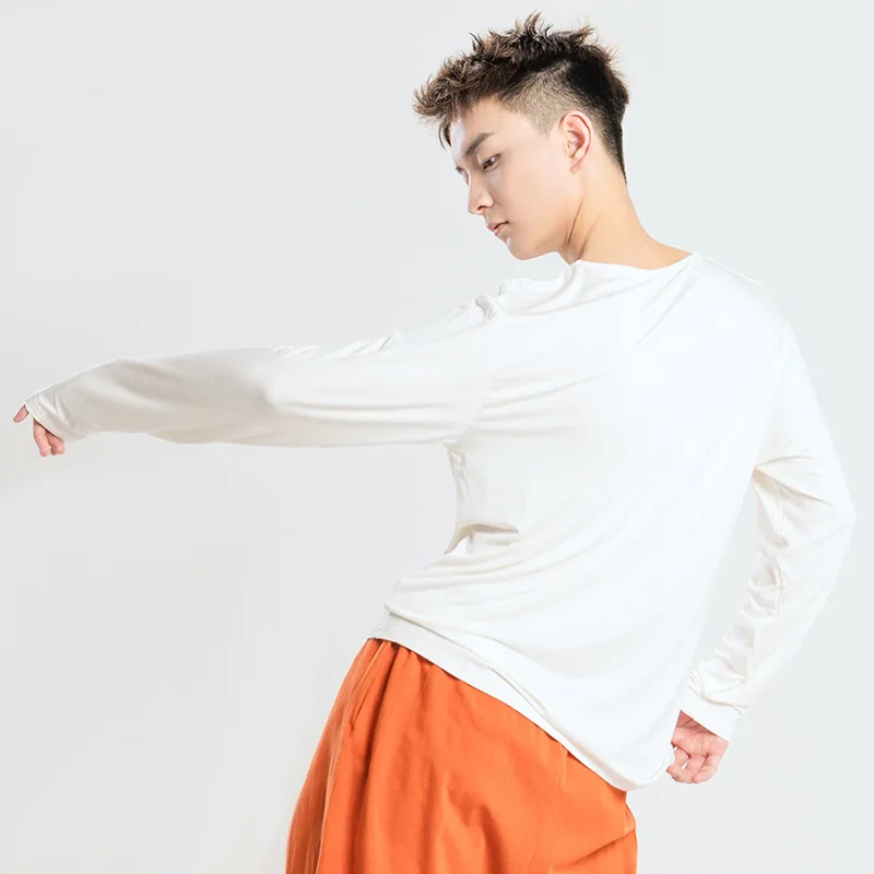 Men Latin Dance Tops Loose Long Sleeve Latin Dance Shirt Modern Dancing Tops Teacher Practice Clothes New Stage Dancewear