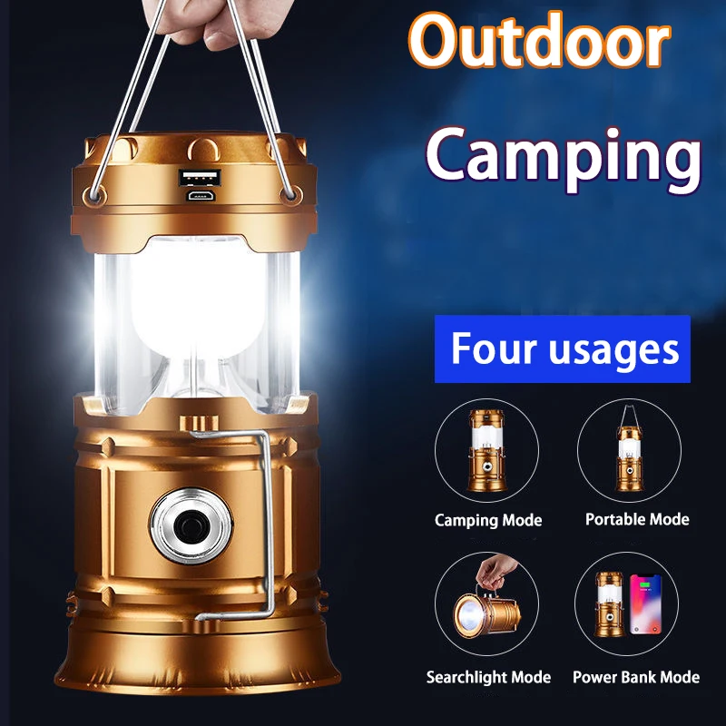 2 in 1 COB LED Camping Lantern Flashlight Foldable Waterproof
