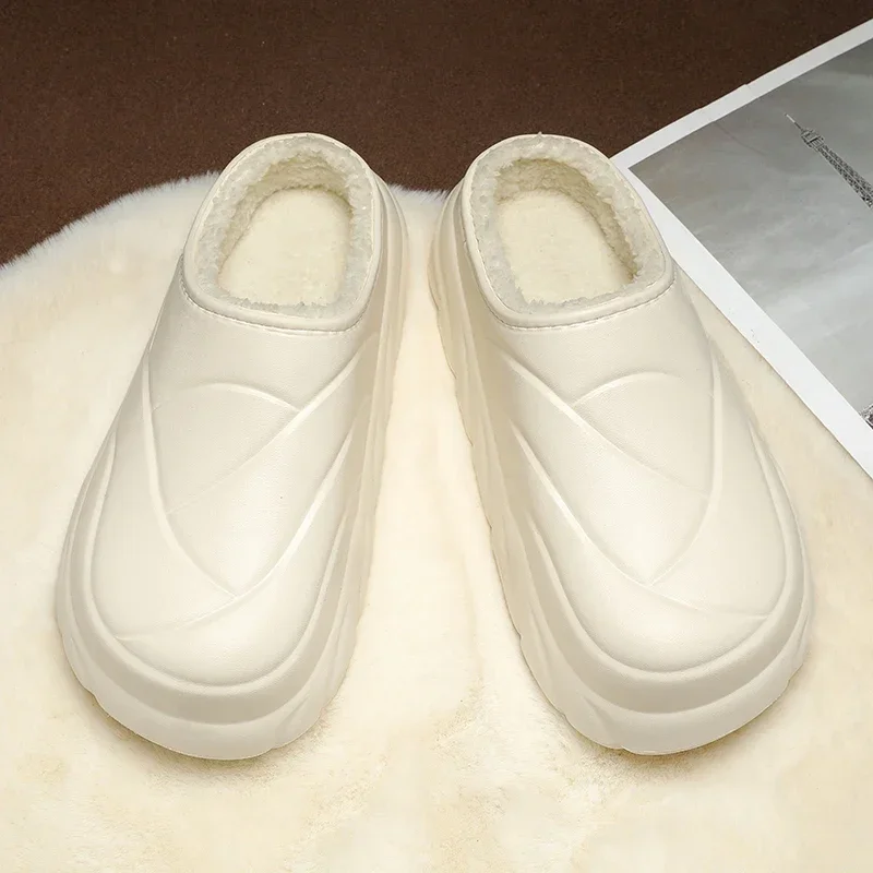 Men Cotton Slipper Winter Black Plush Indoor House Shoes Casual Flats Sports Warm Thick Sole Fur Slipper for Men