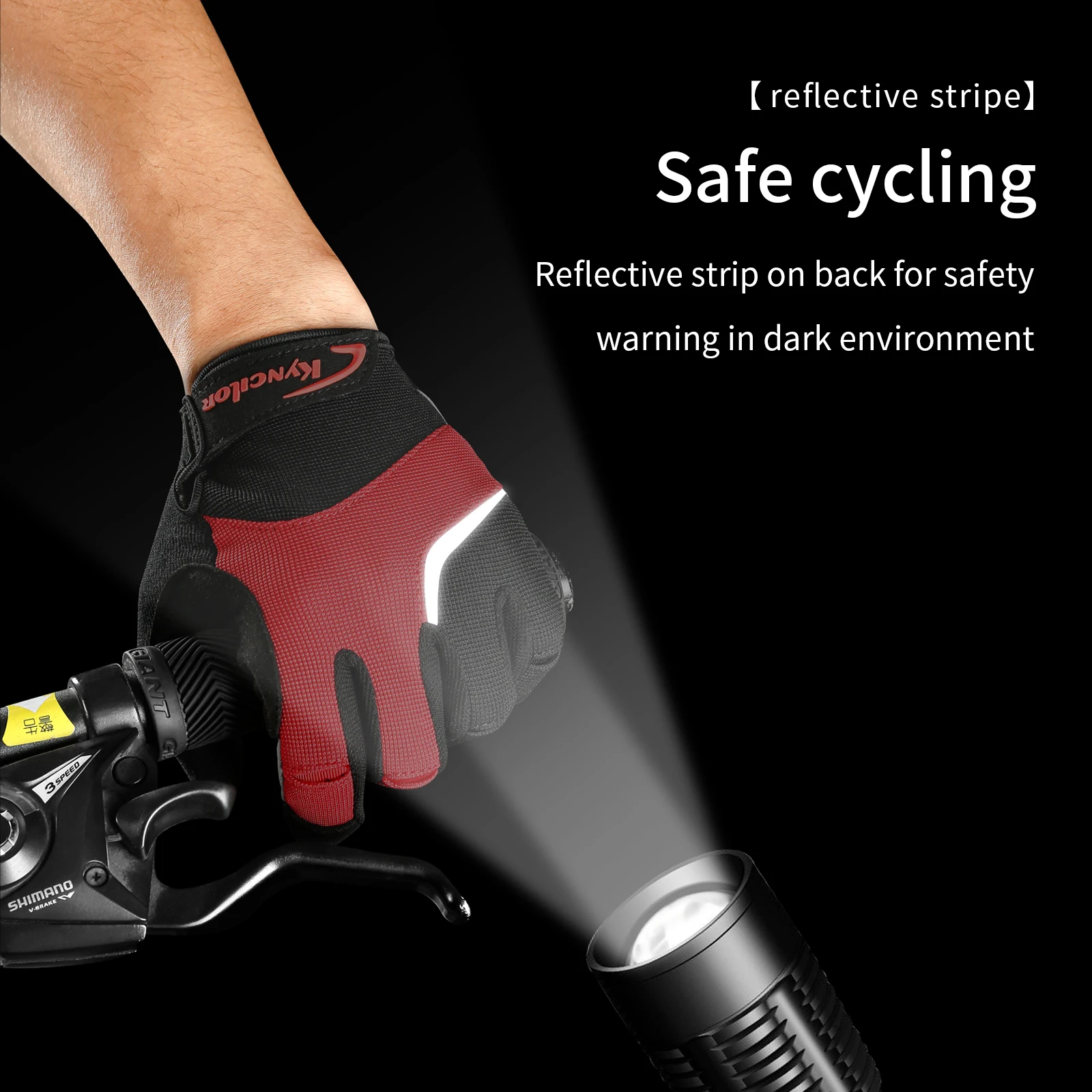 Reflection Cycling Gloves Touch Screen Anti-slip Shockproof Pad MTB Bike Gloves Sport Fitness Running Bicycle Gloves 4