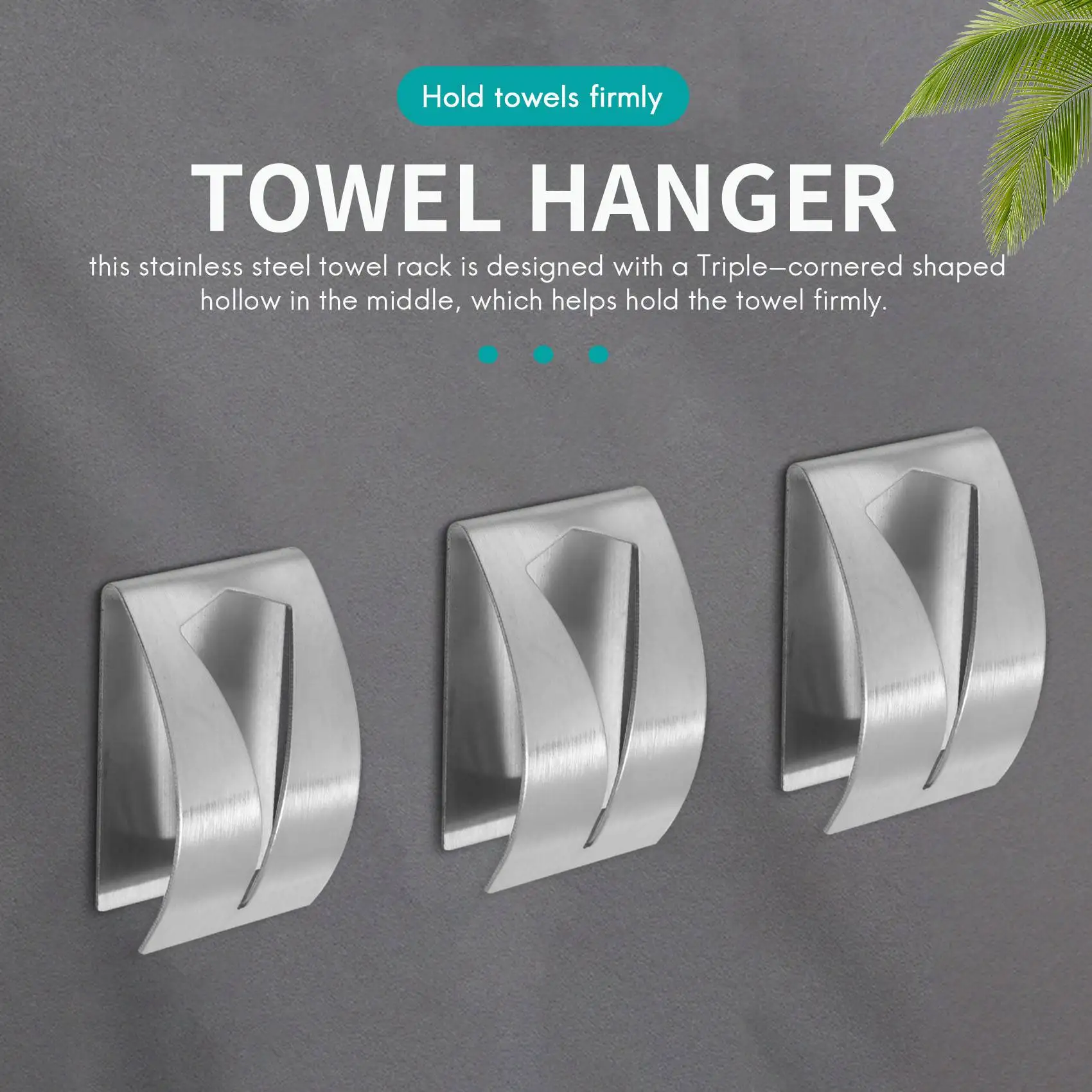 

4 Pieces Self Adhesive Towel Hook Holder Grabber, Stainless Steel Kitchen Dish Towel Hook Wall Mount Non-Drilling