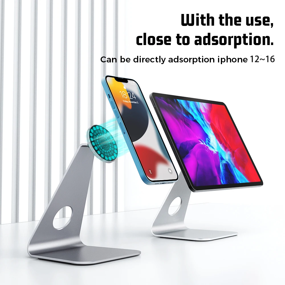 Sleek Metal Magnetic Tablet and Phone Stand with 360° Rotation