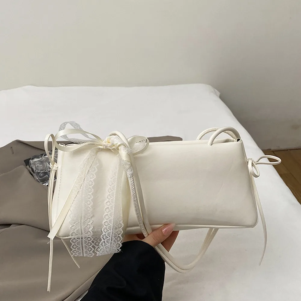 Trend PU Leather Work Shoulder Bag Large Capacity Simple Female Crossbody Bag Solid Color Commuting Bag Women Female