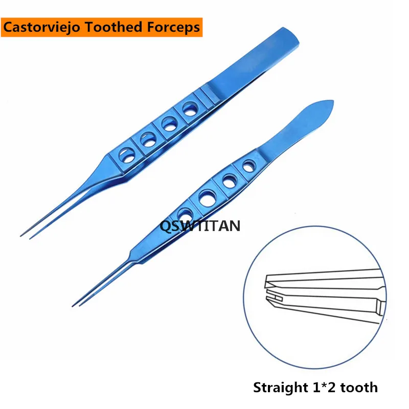 

Titanium castroviejo Straight Toothed Forcep 108mm/115mm ophthalmic tweezers instrument 1PCS
