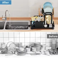 New 360° rotating tableware storage rack rotating storage rack double-layer kitchen tableware drying rack with drain function 2