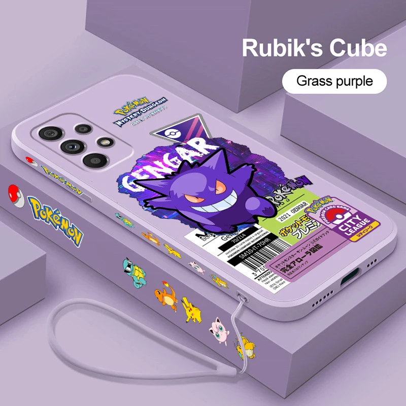 Pokemon Mewtwo Gengar Lucario Liquid Left Rope Per Samsung Note 20 10 A54 A31 A14 A03 A22 A34 A04 A24 Ultra Plus 5G Soft