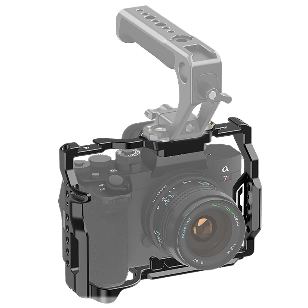 Metall-Kamerakäfig für Sony A7M5 A7M4 A7R5 DSLR-Kamera, Schutzrahmen mit Cold-Shoe-Halterung für Arca Swiss Stativ-Kugelkopf – Detail 9