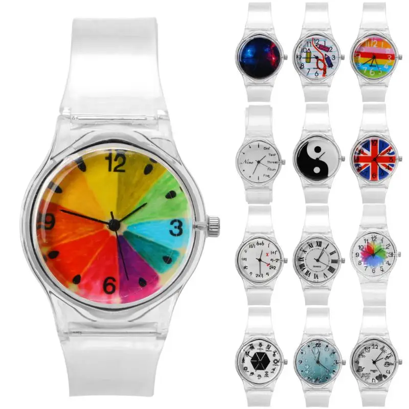

Novelty Cartoon Children Student Transparent Boy Girl Sport Wrist Watch