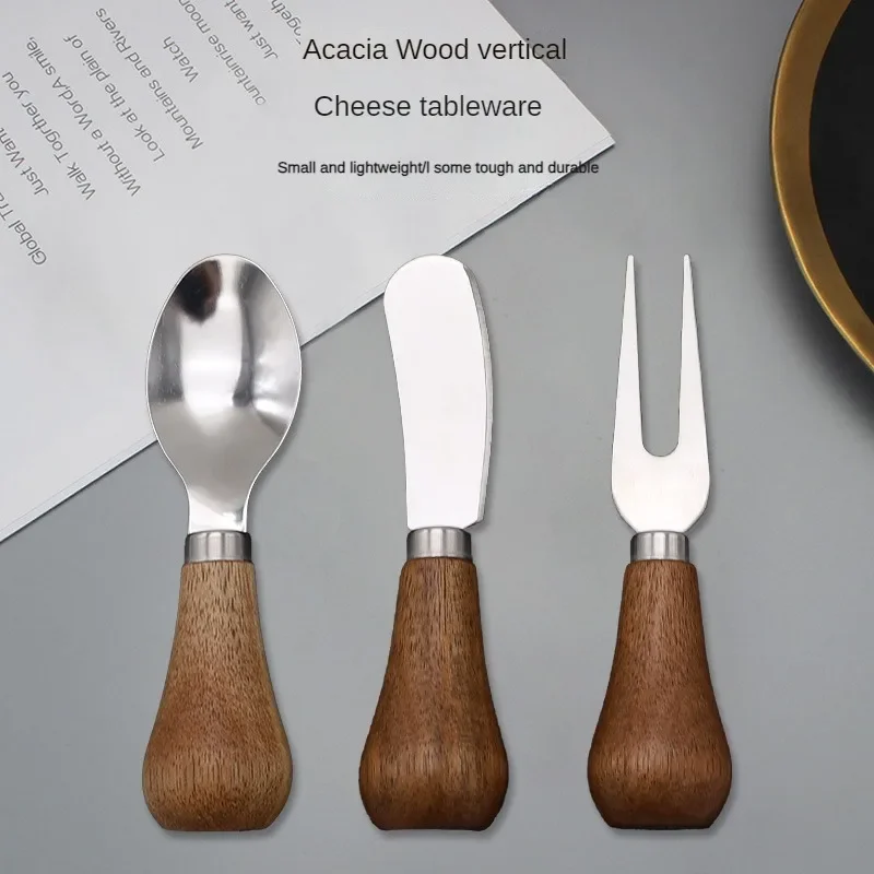 Vertical Wooden Handle Butter Jam Butter Knife Spoon Spread Sauce Cheese Spread Bread Cheese Knife Fork Tableware