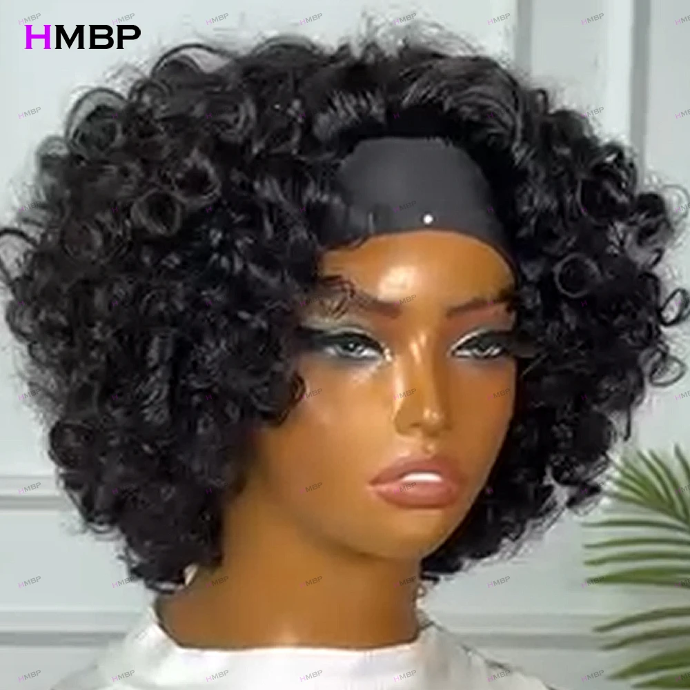 Parrucche con fascia in capelli umani ricci e voluminosi, 100% naturali, pronte da indossare, densità 400, 10-18 pollici, interamente fatte a macchina, pre-strappate, per donne di colore - immagine 2