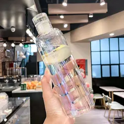 Sport Water Bottle with Time Scale - Durable, Portable & Anti - Drop Plastic Water Cup - 500ml (Transparent)