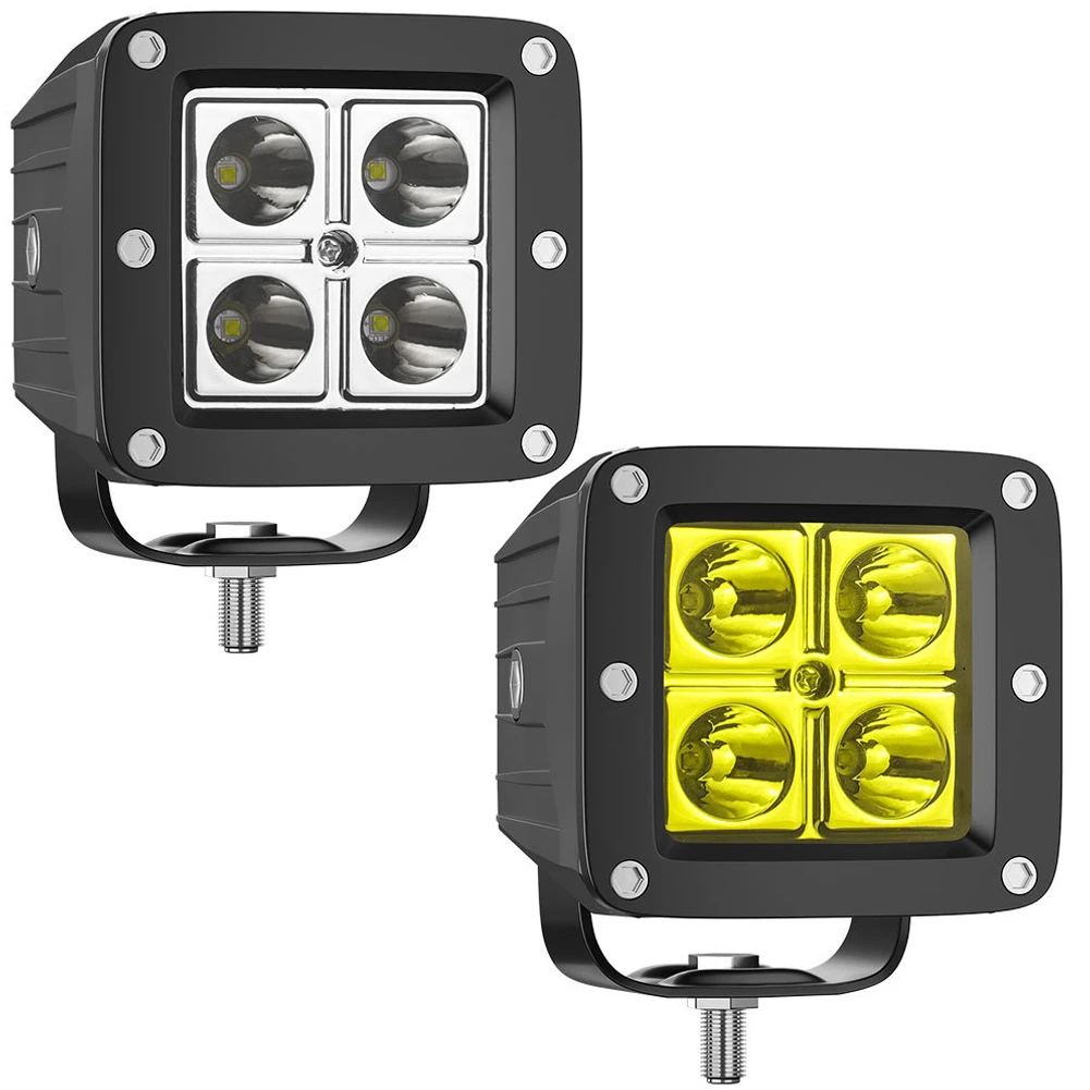 

1PC 3inch White Yellow LED Work Light Spot Beam Cube Pod Offroad Universal Waterproof 12V Working Lamp Car Accessories