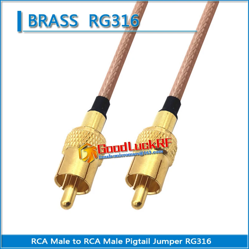 

1X Pcs Dual RCA Male To RCA Male Pigtail Jumper Surveillance Video RG316 copper RCA to AV video recorder Extend cable