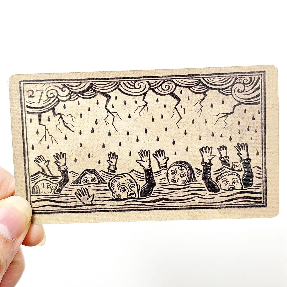 Mildred Payne's Oracle 10.3*6cm of Black Enchantment 52 Pcs Black Line Imagery Woodblock Style Cards 6