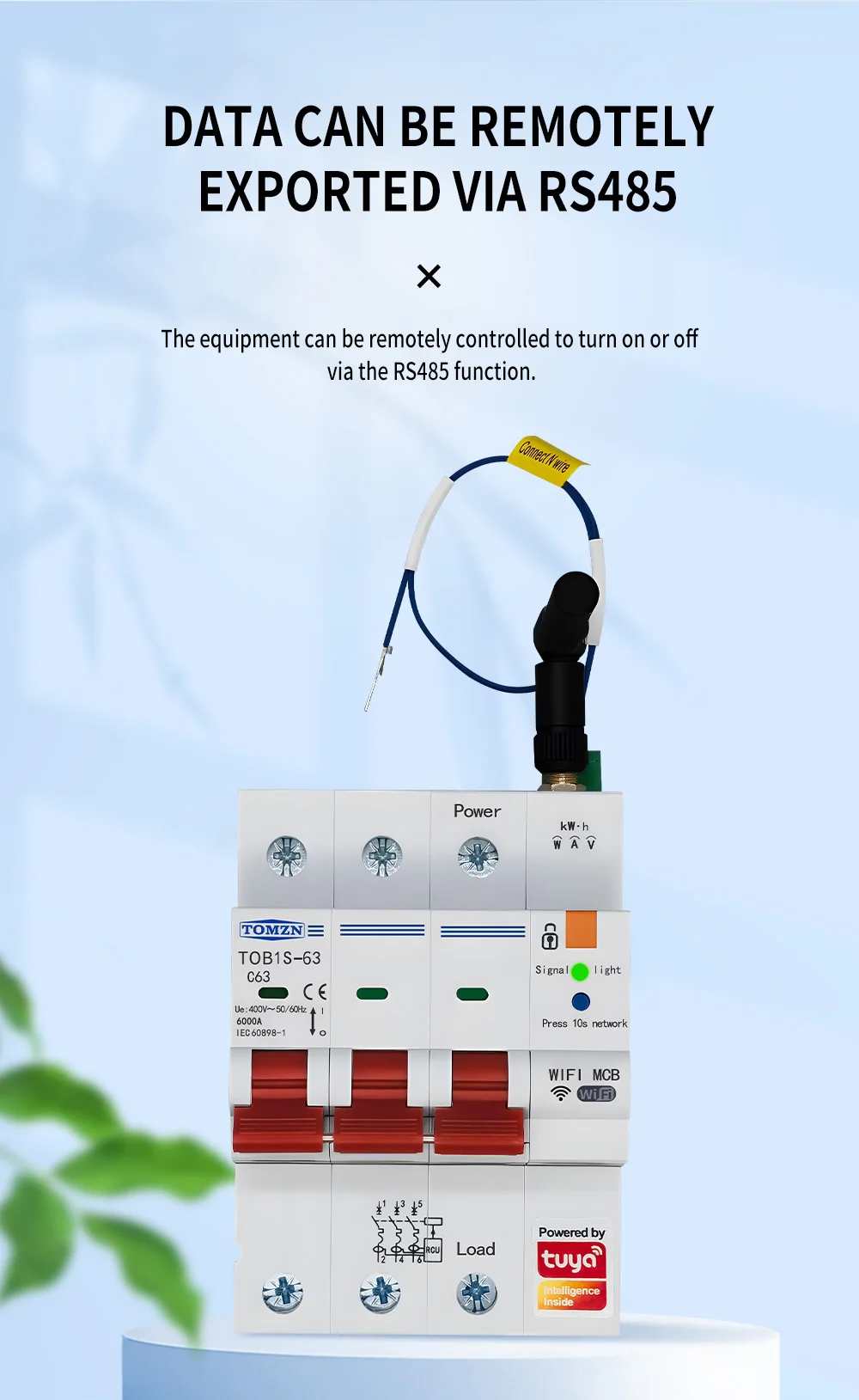 Three Phase 3P+N WIFI Smart Circuit Breaker TUYA Smartlife RS485 Modbus Lock Din