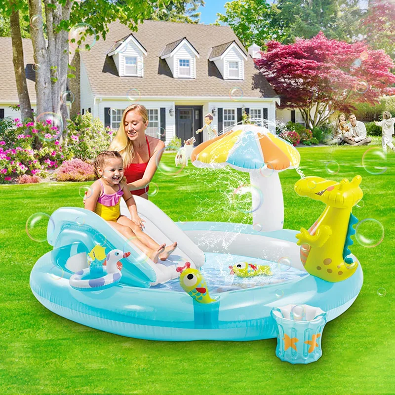 CrocodileSlideFountainInflatableSwimmingPoolPaddlingPoolBabyOceanBallPoolSlidePool