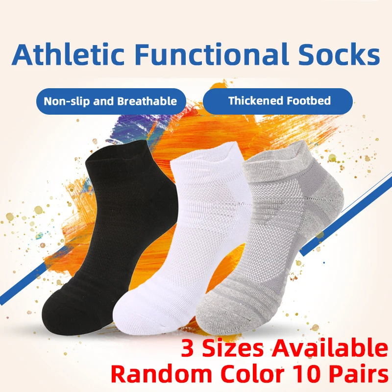 

10 Pairs Socks Basketball High Quality Mens Socks Outdoor Sports Basketball Sock Cotton Male Stockings Ankle Sock White Stocking