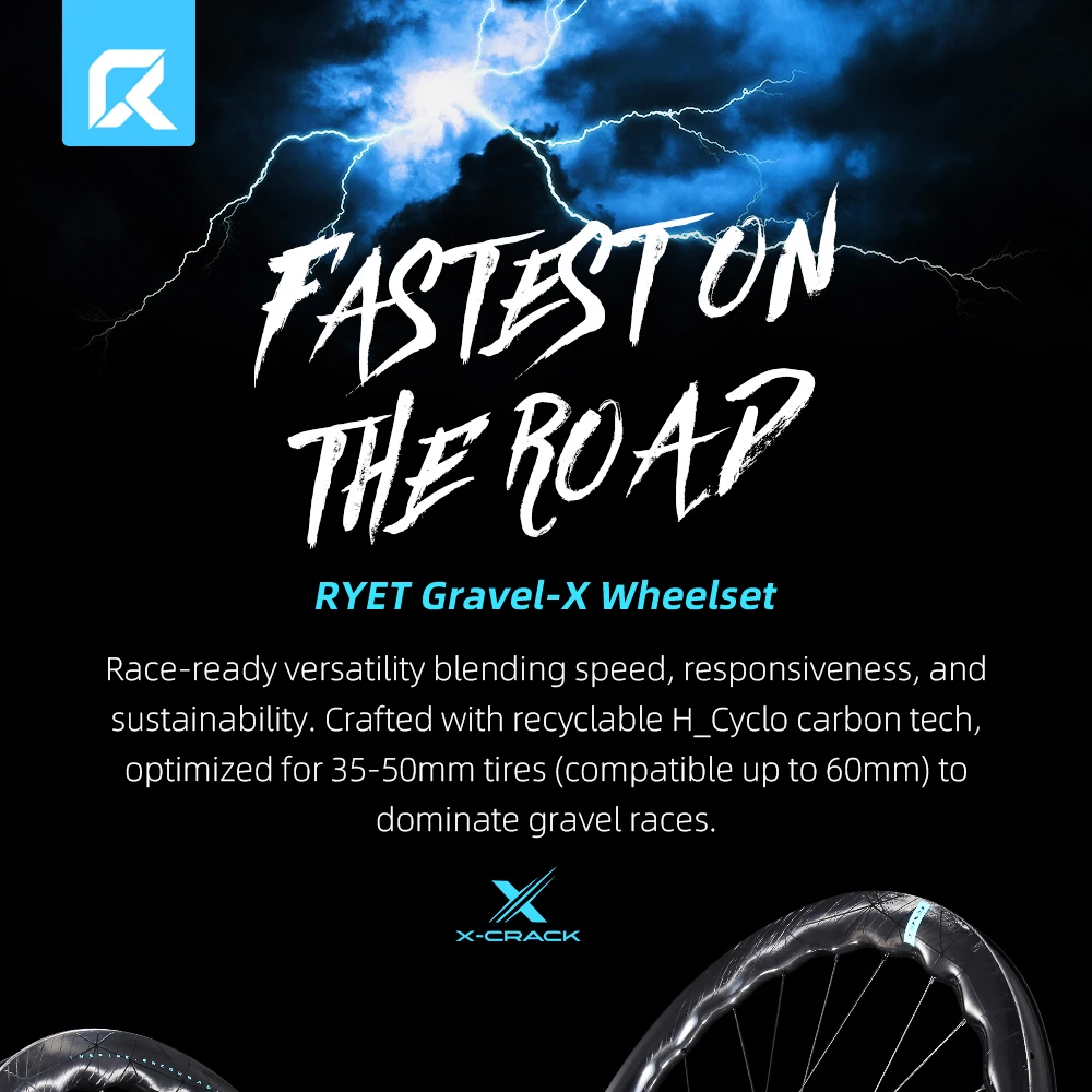 Ryet Gravel-X Carbon Wheelset 1195g Disc Brake Bike Rims 36T