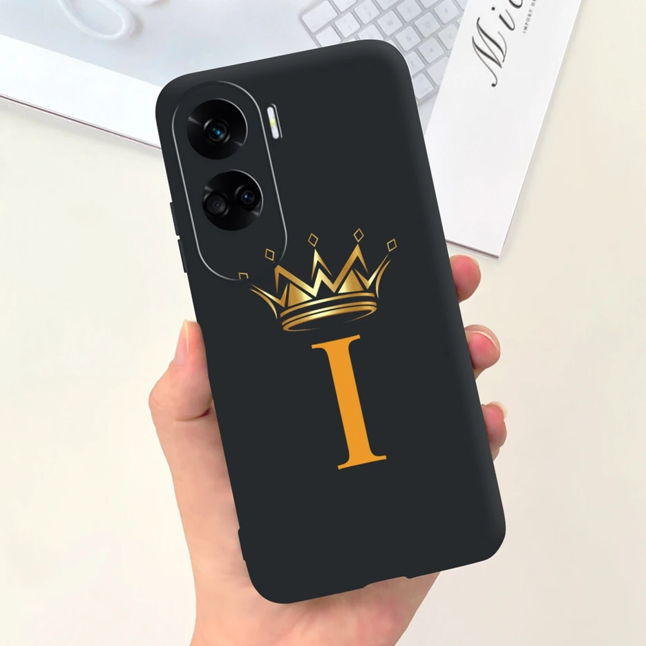 Cute Crown Letters Soft Silicone Phone Case Cover for Honor 90 Lite and Pro