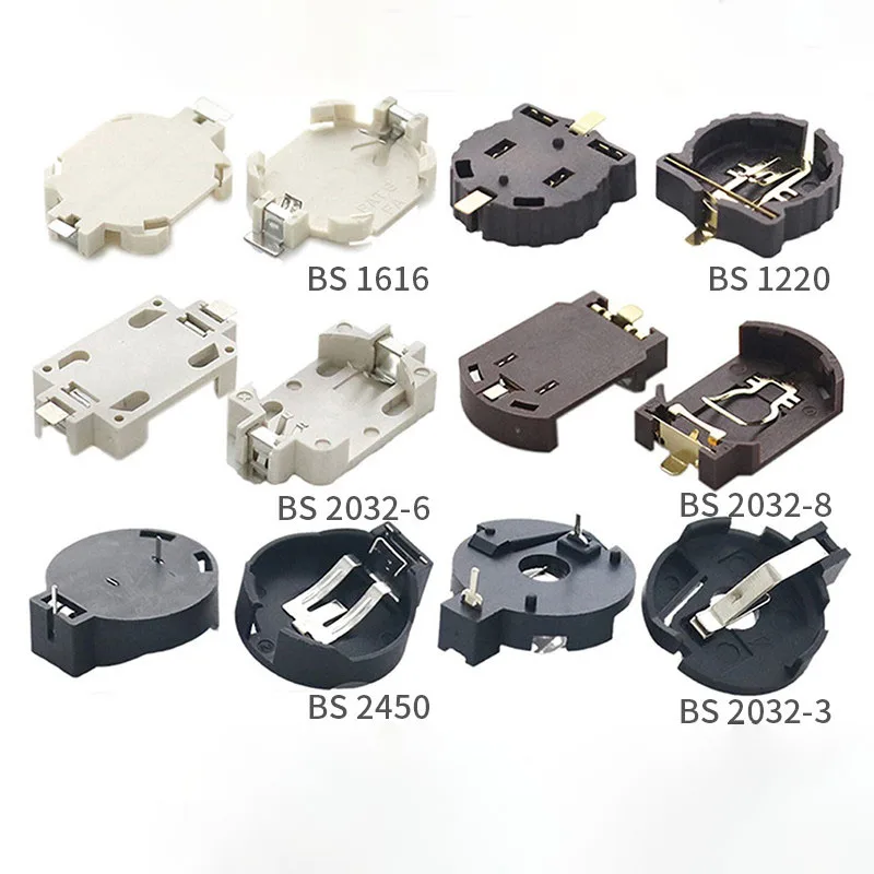 YUXI 10PCS SMD SMT CR2450 CR2032 CR2025 CR1220 3V 배터리 버튼 BS-2032/1220/1616 셀 코인 배터리 홀더 소켓 케이스 박스