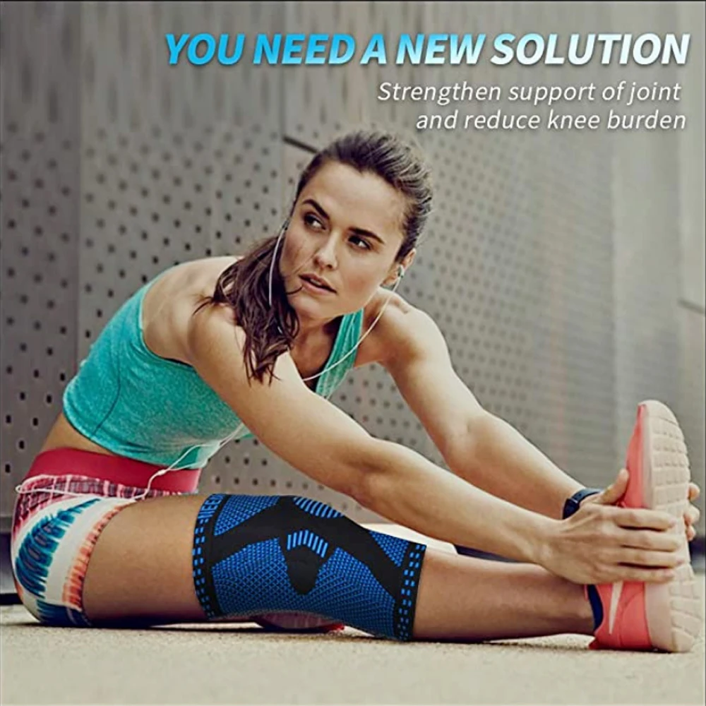 Knee Pad 1 Piece Strap Patella Medial Support Strong Meniscus Silicone Compression Protection Sport Running Basket