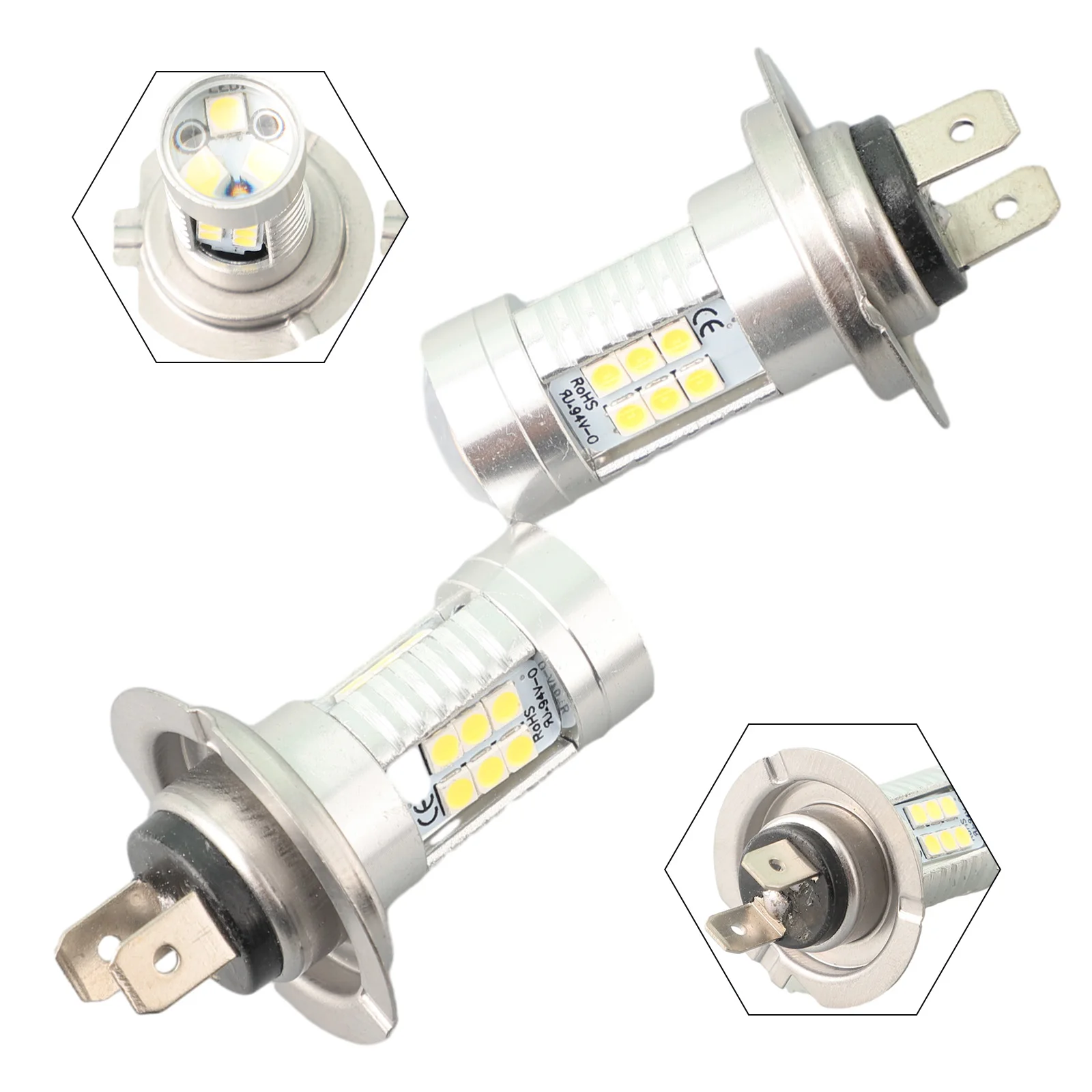 H7 LED Headlight Bulb Kit High/Low Beam 6000K White Accessories Waterproof Fast Thermal Diffusion Heat-resistant 2x
